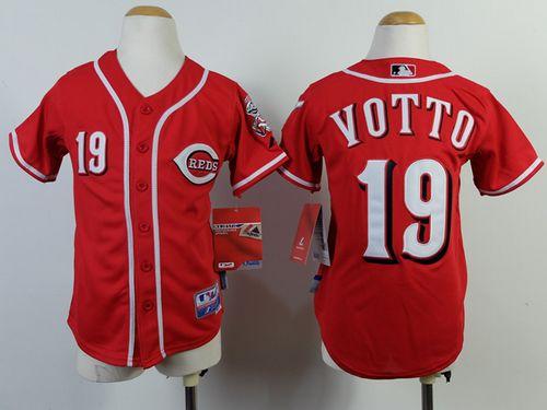 Reds #19 Joey Votto Red Cool Base Stitched Youth MLB Jersey - Click Image to Close